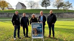 Christian Pobloth (Riedgruppe Ost), Thorsten Wienold (Sparkasse Bensheim), Jana Lenhart (Lorscher KULTour-Büro), Christian Schönung (Bürgermeister Lorsch), Dominik Rudolf (GGEW)