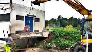 Vorbereitender Stahlbetonrückbau im Sägeschnittverfahren