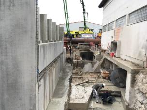 Vorbereitung der Gründung des Auslaufbereiches und der Leitungstrasse zur Kläranlage