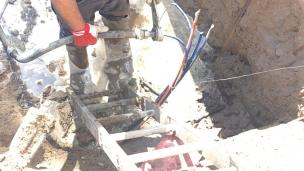 Verpressen der Ankerhüllrohre nach dem Ausbau der Litzen