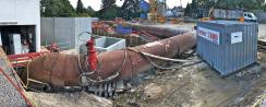 Die Heberanlage für die bauzeitige Mischwasserueberleitung wird wieder zurückgebaut