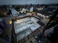 Baustellenerwachen zur Betonage der zweiten Schicht des Gefällebetons in den Rückhaltekammern