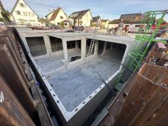 Konstruktionsdetail der Kammer 2: Immer vier benachbarte Stelzen der Oberteile bilden eine gemeinsame Stütze aus