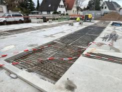 Obere Biegebewehrungslage über den beiden Stützenreihen der Kammer 2